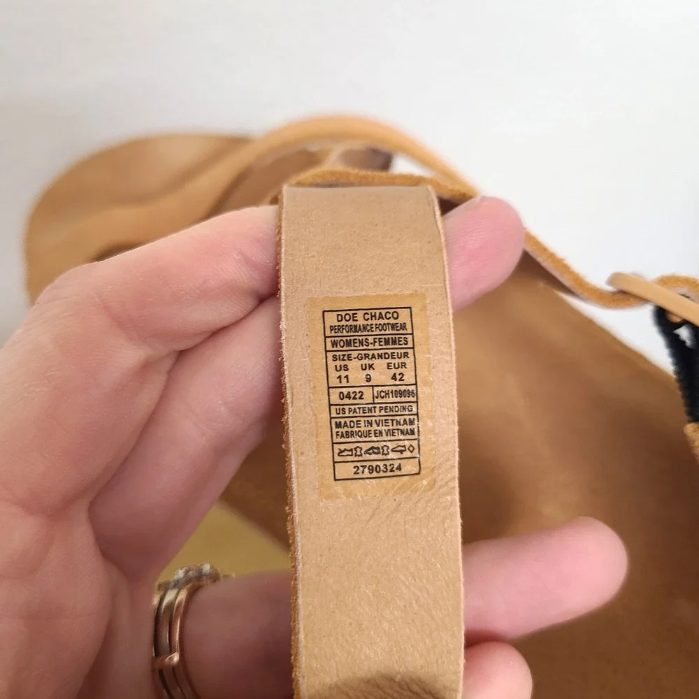 Chaco Wayfarer US 11 Tan Brown Soft Leather Strappy Sandals Boho Casual Beachy - Picture 7 of 10